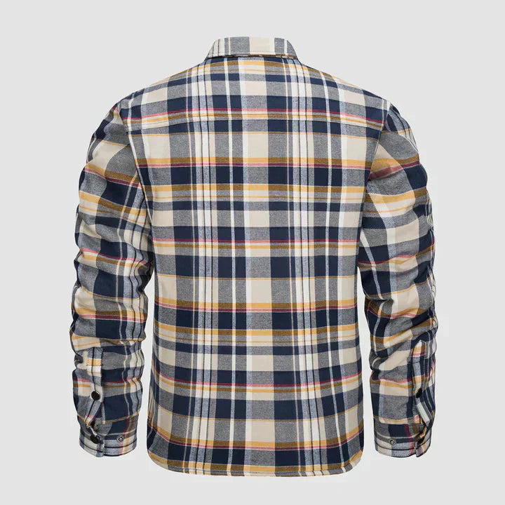 Herren Flanell Hemd Jacke lange Ärmel gesteppt gefüttert Plaid Mantel Button Down dicke Outwear für Winter