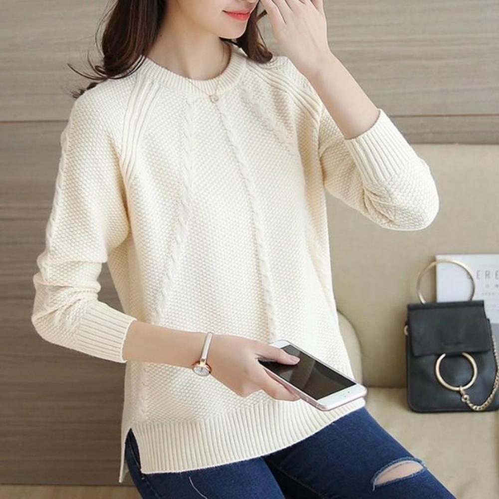 Zopfstrickpullover mit Rundhalsausschnitt | Strick | Bequem & Zeitlos