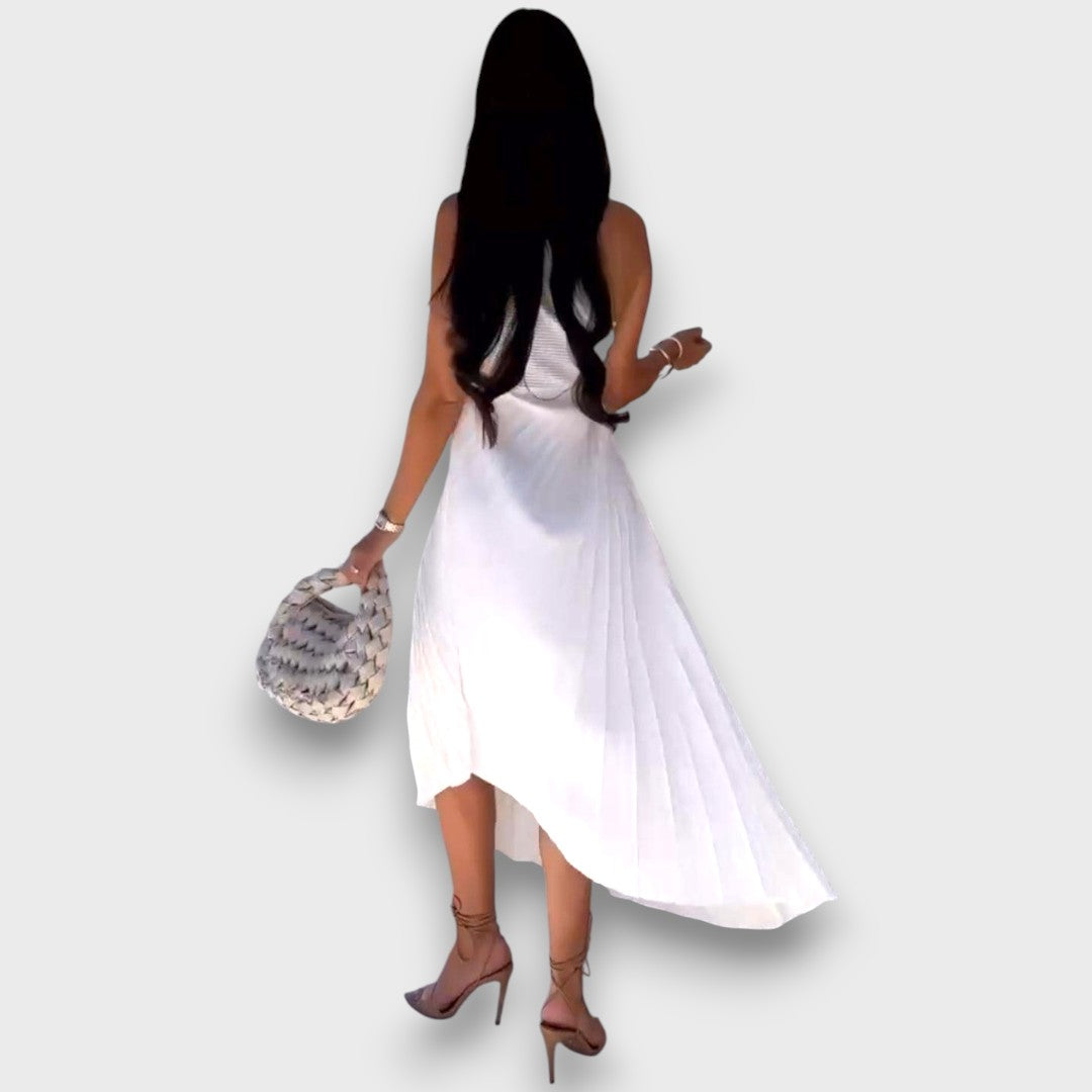 Lunelle – Asymmetrisches Kleid mit Rosendetail