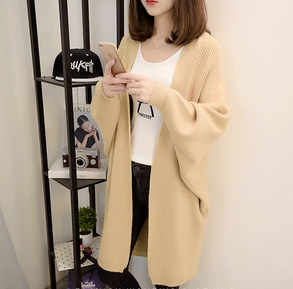 Strick-Cardigan mit Fledermausärmeln | Offenes Design | Lässiger Komfort